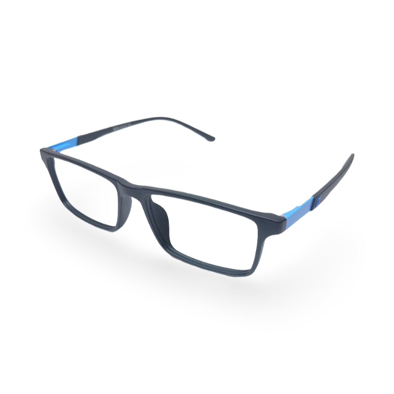 EVX 83313 Black Blue Rectangle Eyeglass Frame (Medium)