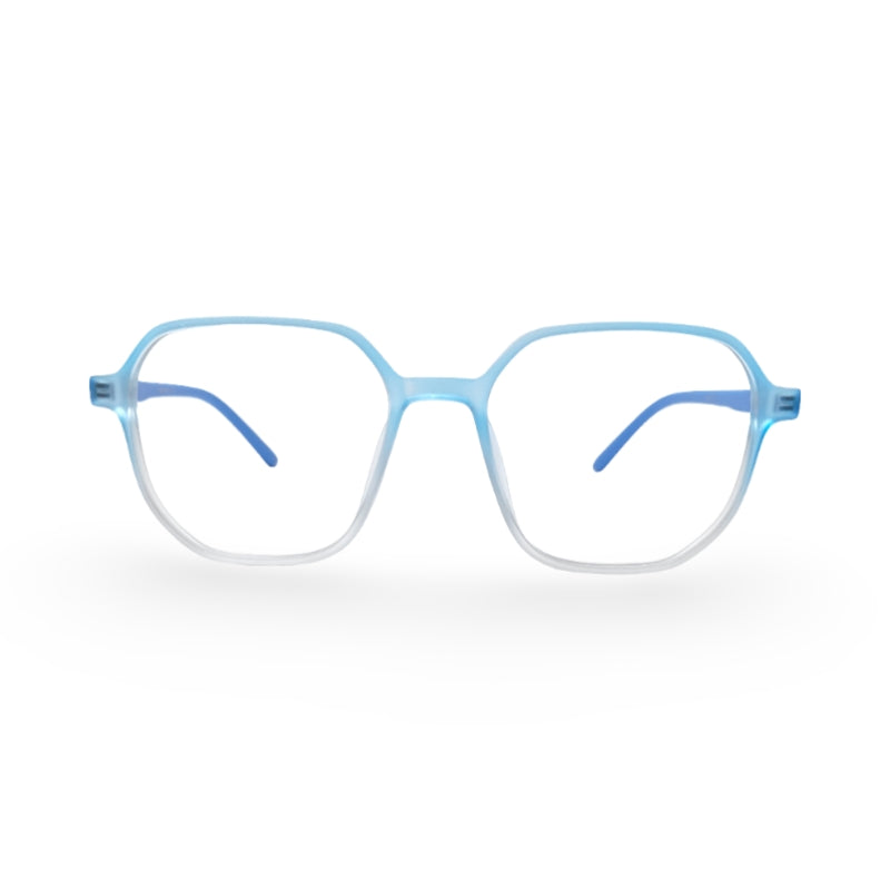 EVX 83315 Blue Geometric Eyeglass Frame (Large)