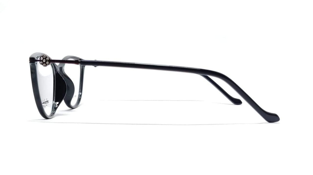 Cat Eye Crystal Studded Chakshu 1091 Plastic Specs For Women Shiny Black
