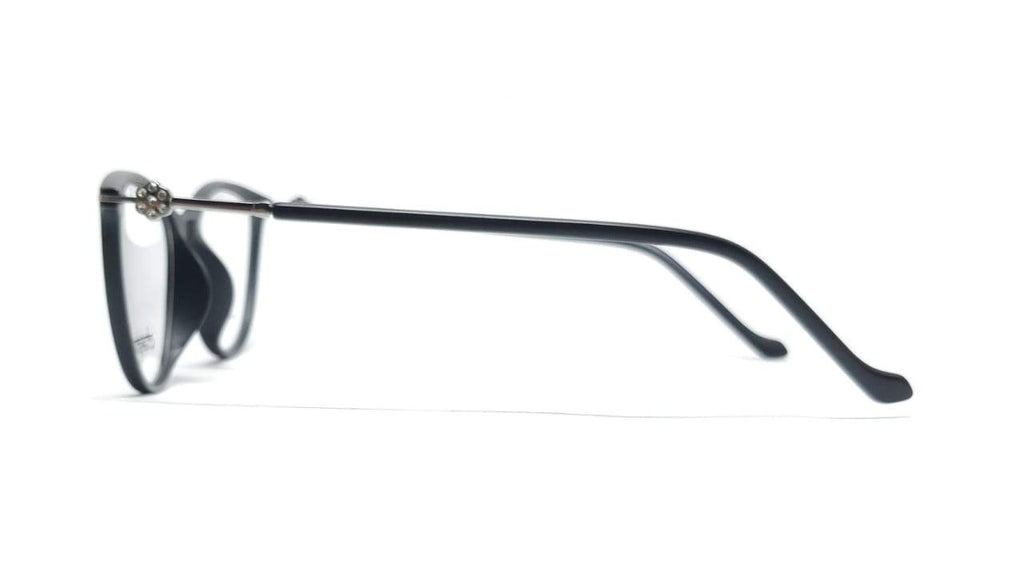 Cat Eye Crystal Studded Chakshu 1091 Plastic Specs For Women Shiny Black