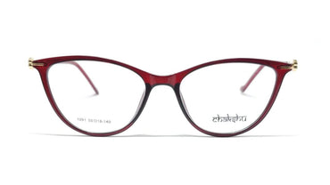 Cat Eye Crystal Studded Chakshu 1091 Plastic Specs For Women Shiny Red