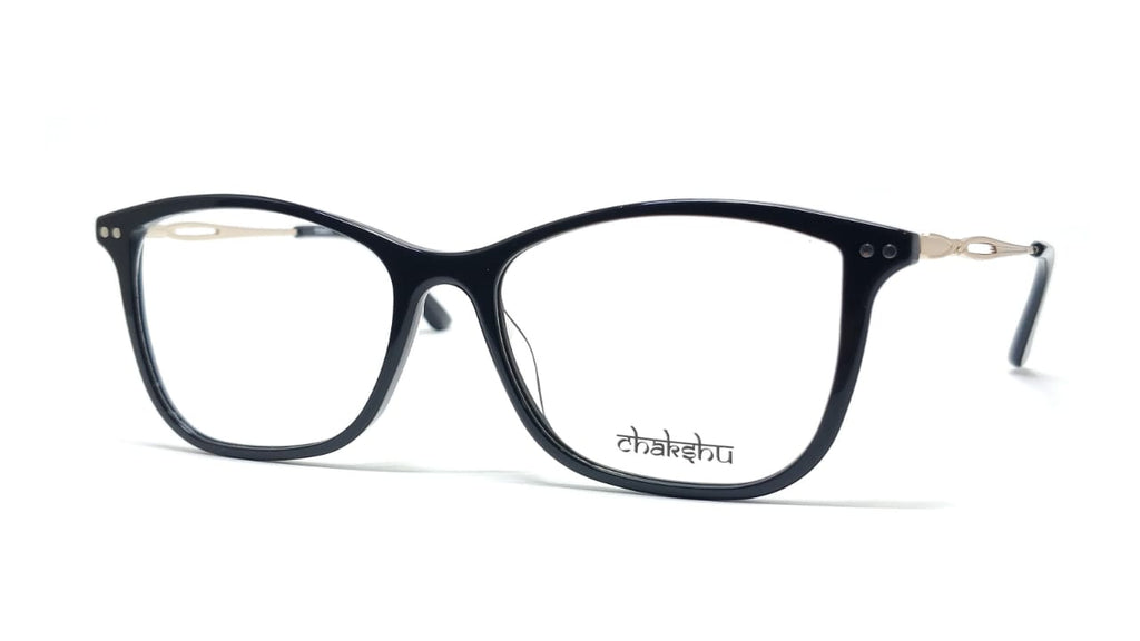 Chakshu 20058 Eagle Vision X Big Round Acetate + Metal Handle Light Weight Spectacle Frame Black