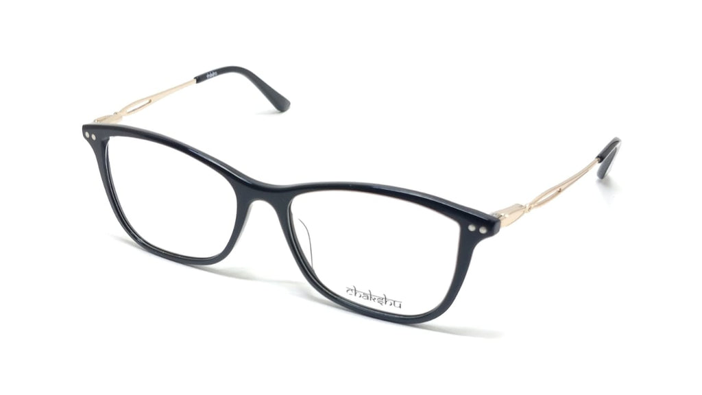 Chakshu 20058 Eagle Vision X Big Round Acetate + Metal Handle Light Weight Spectacle Frame Black