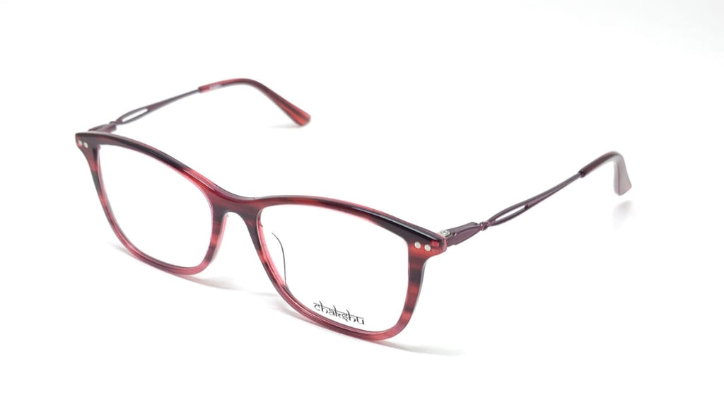 Chakshu 20058 Eagle Vision X Big Round Acetate + Metal Handle Light Weight Spectacle Frame Red