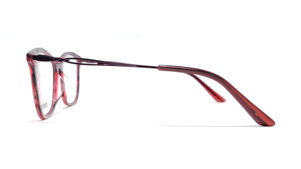 Chakshu 20058 Eagle Vision X Big Round Acetate + Metal Handle Light Weight Spectacle Frame Red