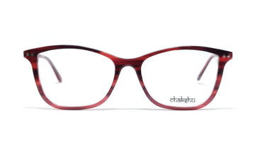 Chakshu 20058 Eagle Vision X Big Round Acetate + Metal Handle Light Weight Spectacle Frame Red