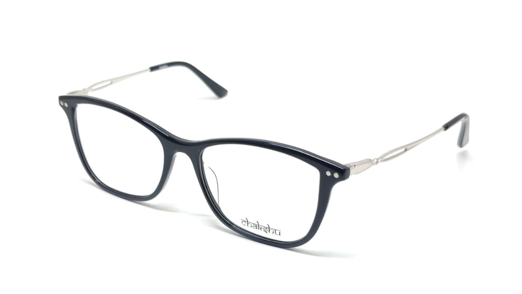 Chakshu 20058 Eagle Vision X Big Round Acetate + Metal Handle Light Weight Spectacle Frame  Black