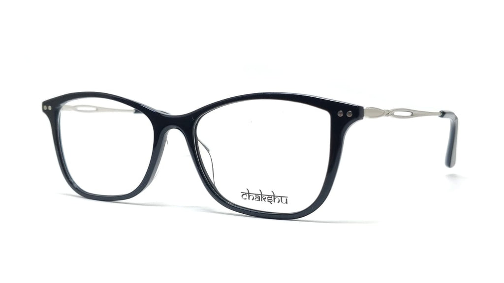Chakshu 20058 Eagle Vision X Big Round Acetate + Metal Handle Light Weight Spectacle Frame  Black