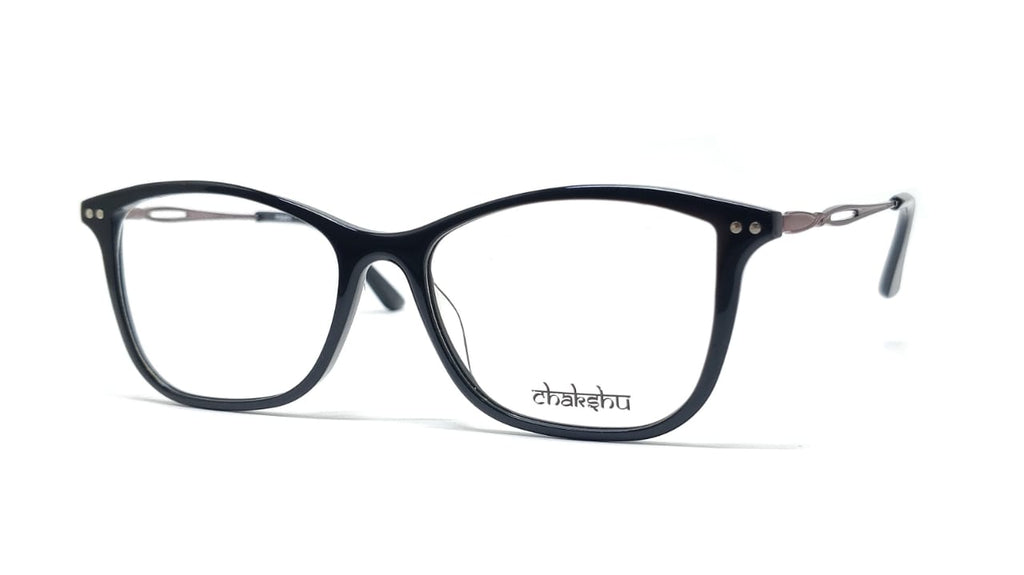 Chakshu 20058 Eagle Vision X Big Round Acetate + Metal Handle Light Weight Spectacle Frame  Black