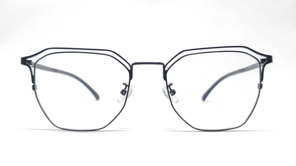 Brass Goat - Hexagon Metal Unisex Spectacle Frame - 9363 BLACK