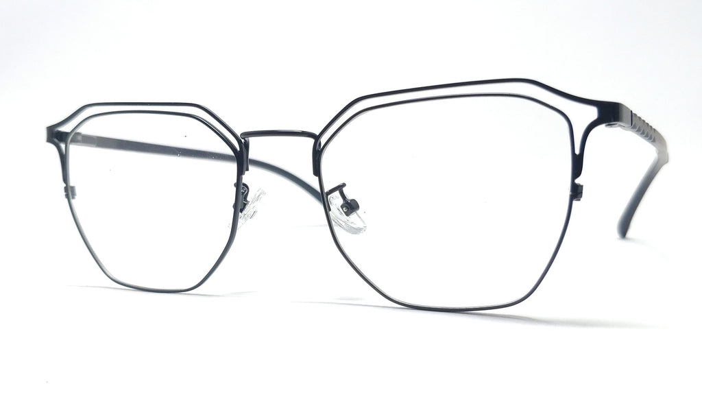 Brass Goat - Hexagon Metal Unisex Spectacle Frame - 9363 BLACK