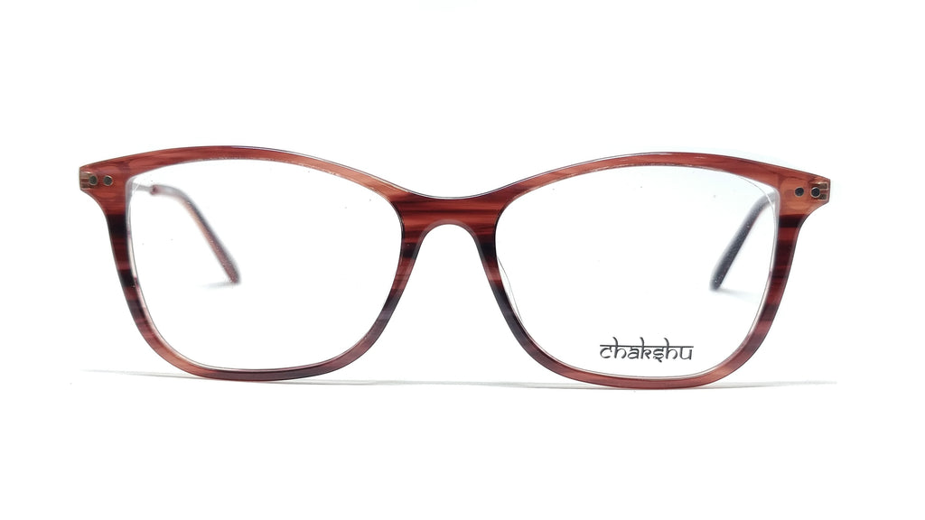 Chakshu 20058 Eagle Vision X Big Round Acetate + Metal Handle Light Weight Spectacle Frame  Red