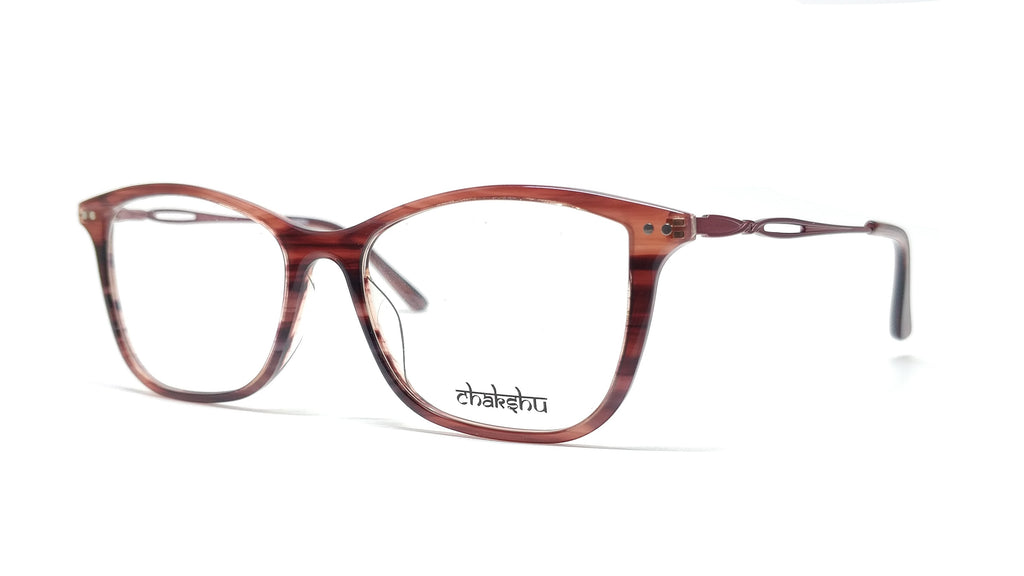 Chakshu 20058 Eagle Vision X Big Round Acetate + Metal Handle Light Weight Spectacle Frame  Red